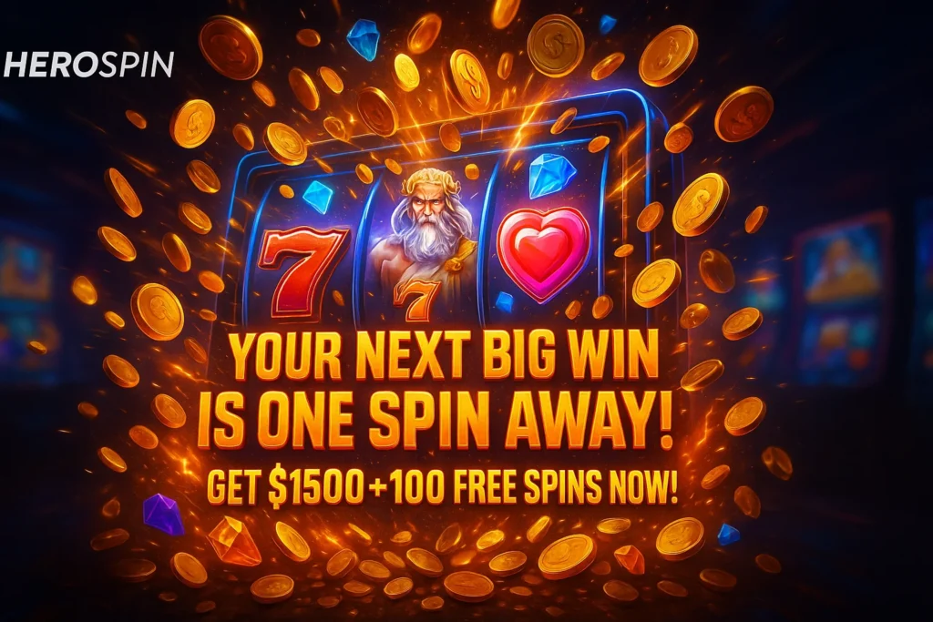 Herospin Casino: Ваш следующий крупный выигрыш близко! Бонус $1500 + 100 фриспинов!